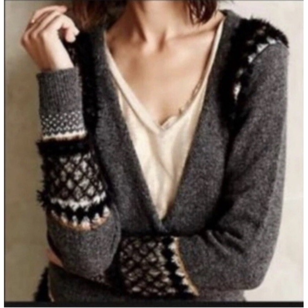 Sleeping On Snow Corby Lodge Wool Sweater Gray Textured Classic Cozy No Collar S
